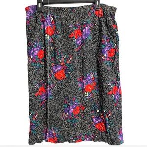 Vintage Marc Anthony Size 16 Black and Multicolor Floral Print Design